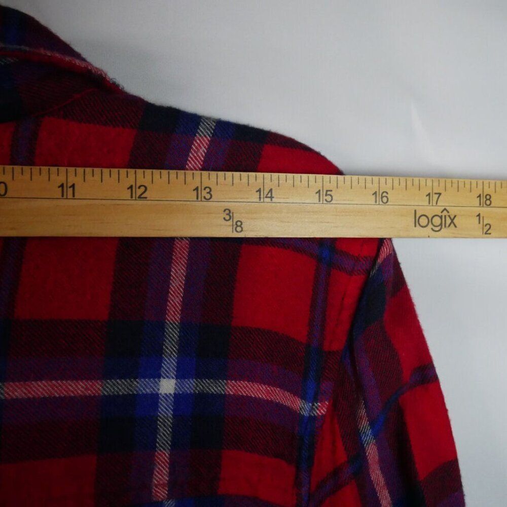American Eagle Women's Size S Flannel Shirt Boyfriend Fit Soft Plaid Red - Picture 8 of 13